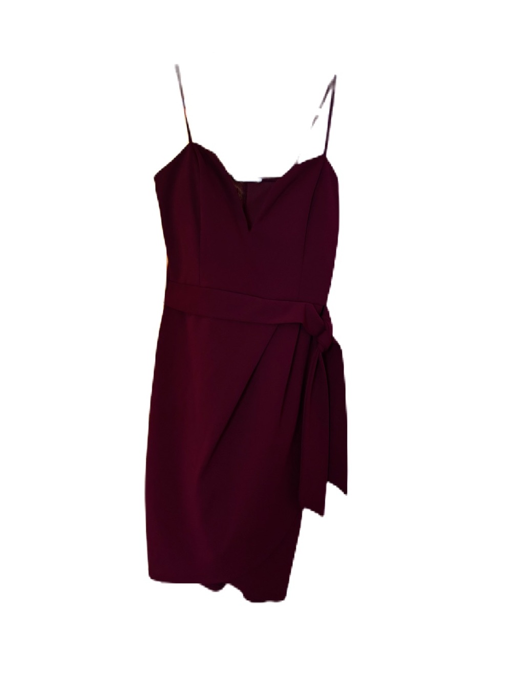 Sleeveless Side-Tie Mini Dress in Wine Red